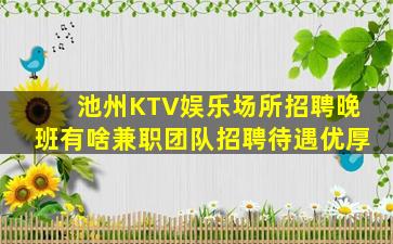 池州KTV娱乐场所招聘晚班有啥兼职团队招聘待遇优厚